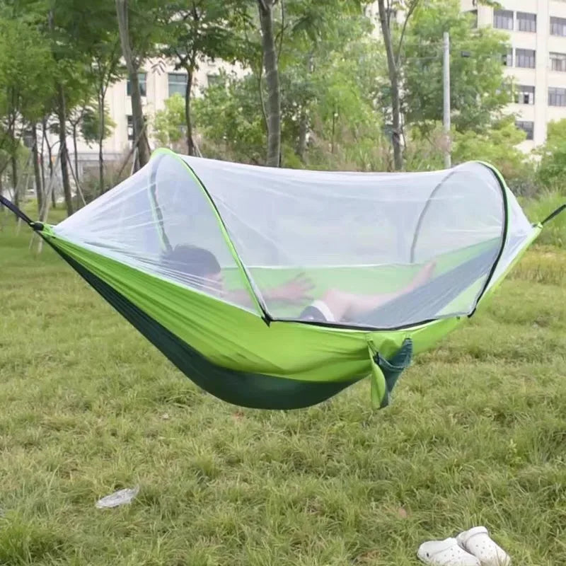 Portable Double Hammock with Stand - Heavy Duty Portable Hammock for Backyard, Patio & Camping, Includes Carry Bag & Cup Holder