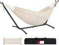 Double Hammock with 9ft Steel Stand and Carrying Case, 450lb Capacity, Natural Color